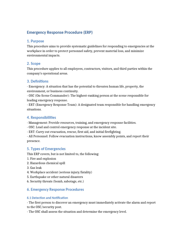 Emergency Response Procedure Guidelines | PDF | Emergency | Emergency ...