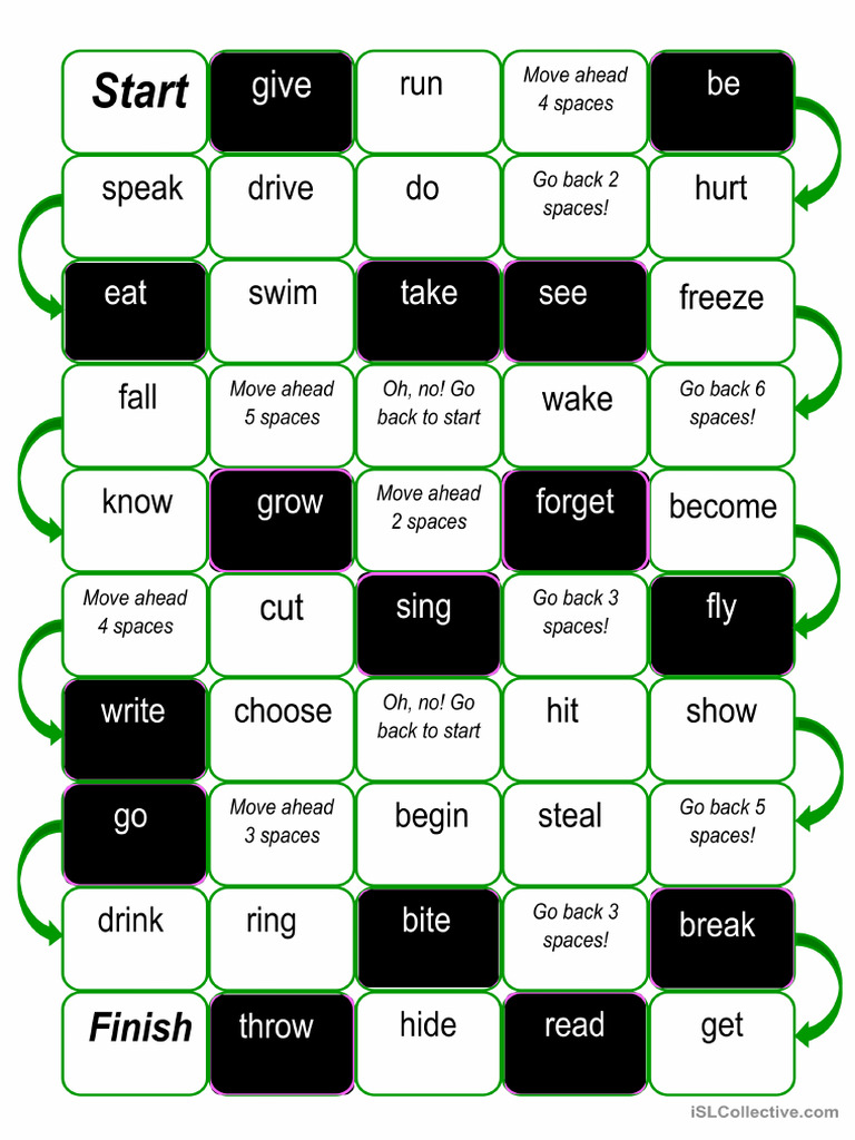 Boardgame - Irregular Verbs Review + Reinforcement | PDF