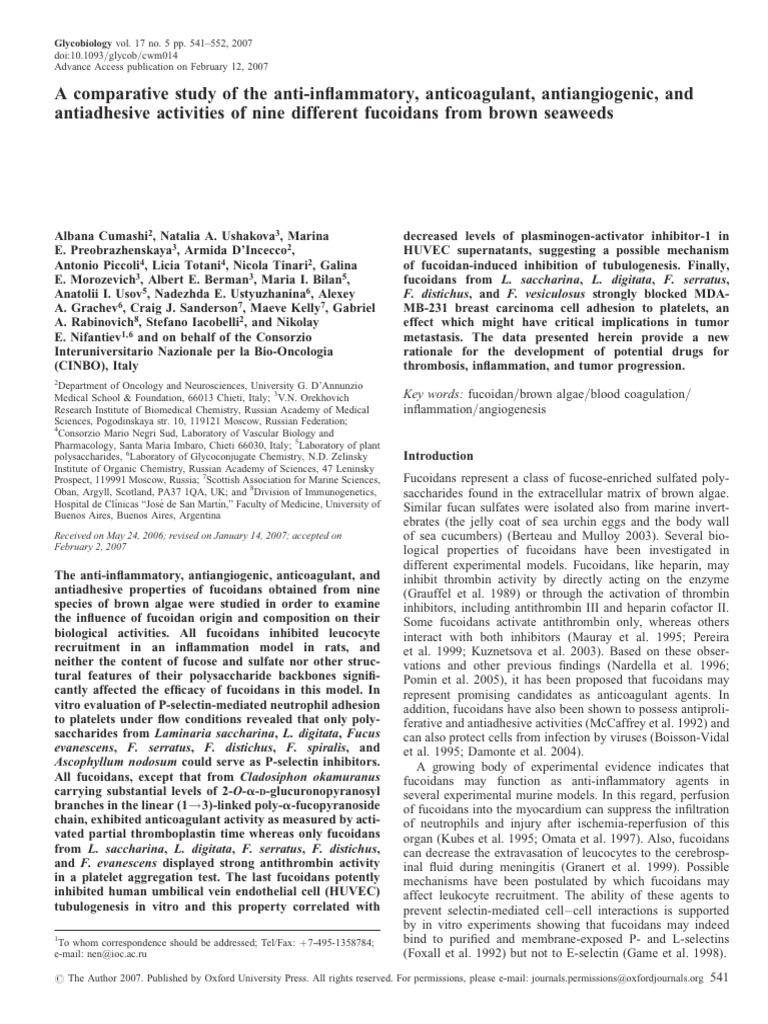 A Comparative Study of The Anti-Inflammatory, Anticoagulant ...