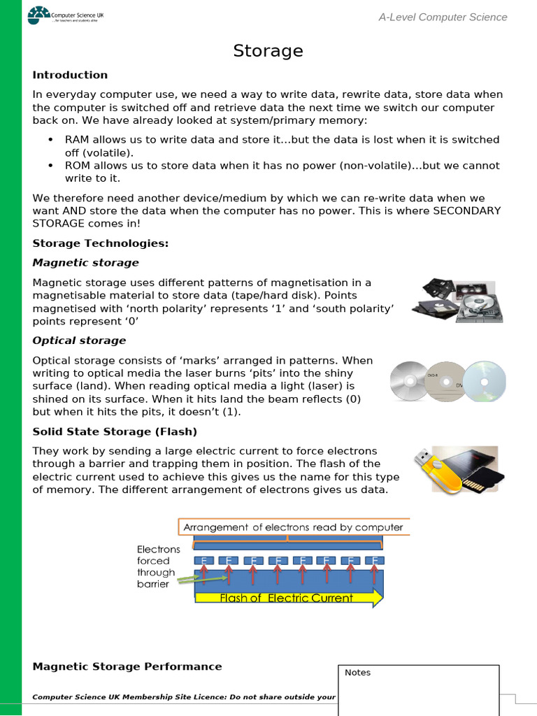 Secondary Storage Notes | PDF | Computer Data Storage | Computer ...