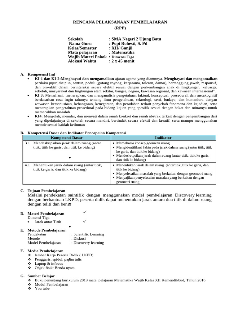 RPP Diferensiasi Dan KSE | PDF