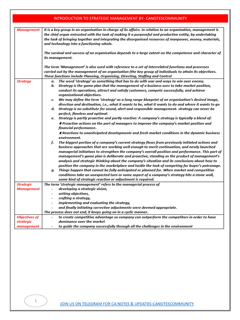 Strategic Management Overview Guide | PDF | Strategic Management ...