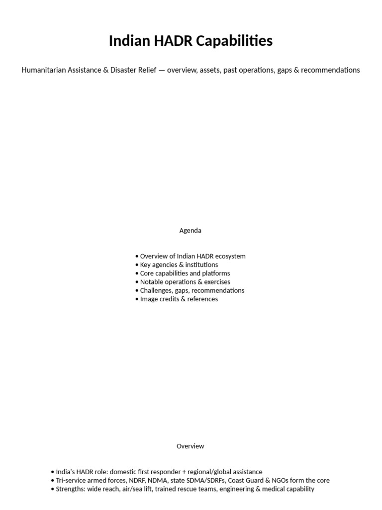 Indian HADR Capabilities Overview | PDF | Search And Rescue