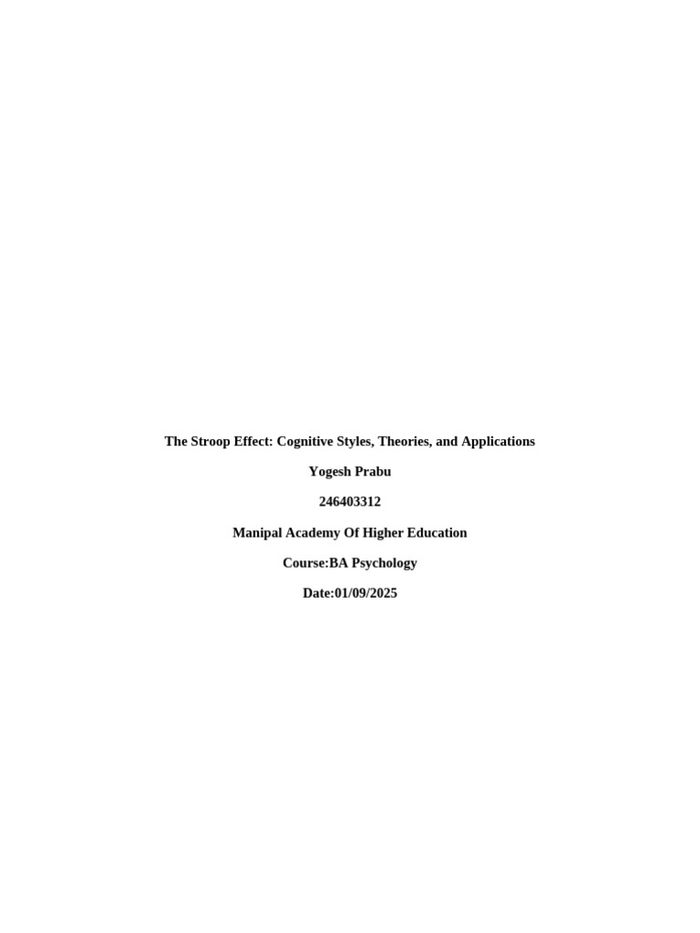 Understanding the Stroop Effect in Psychology | PDF | Executive ...