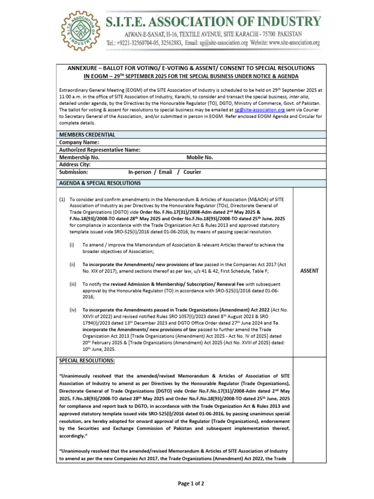 Assent Form Site Association - I | PDF | Articles Of Association | Justice