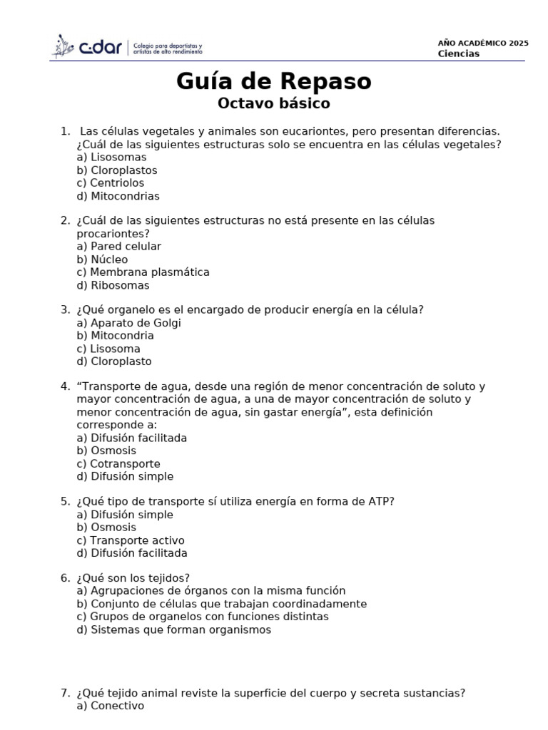 Guía de Repaso Ciencias Octavo Básico | PDF | Resistencia Eléctrica y ...