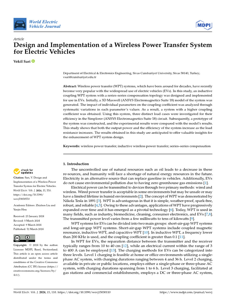 Wireless Power Transfer for EVs Design | PDF | Inductance | Inductor