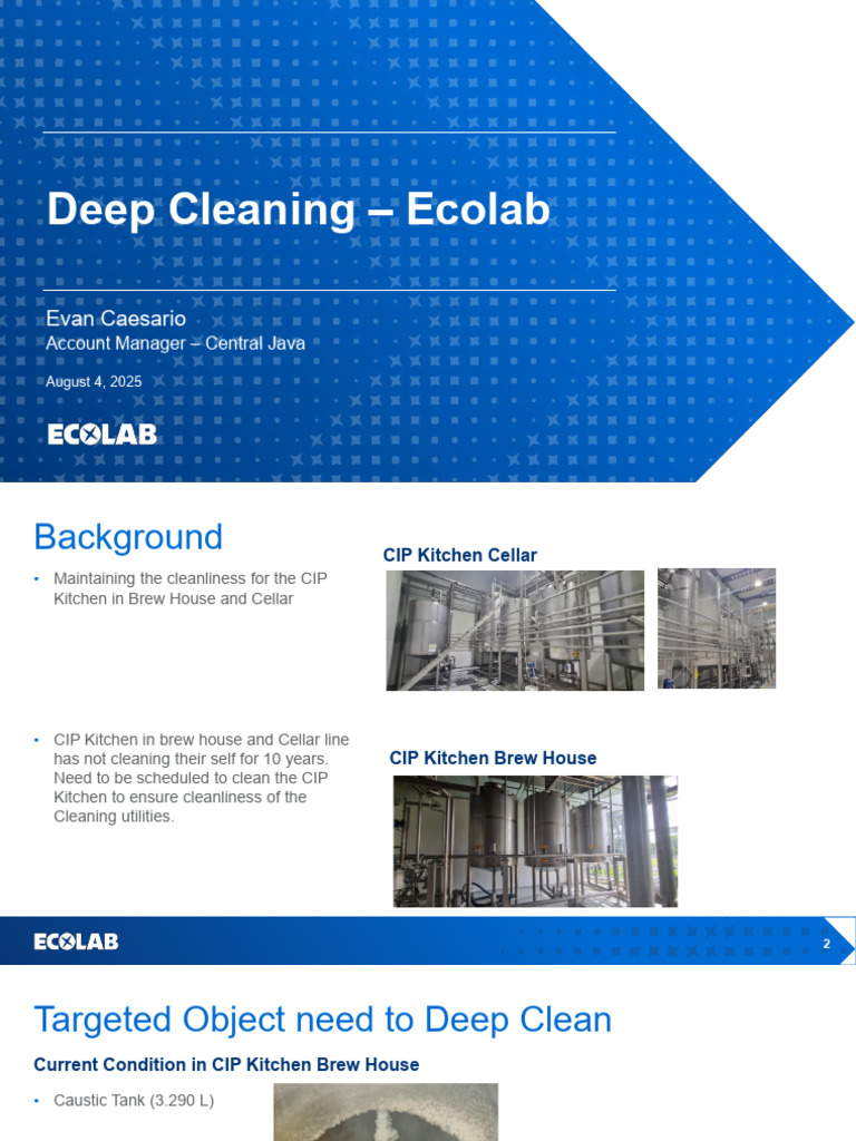 Deep Cleaning Program Brewhouse & Cellar - Ecolab | PDF | Industrial ...