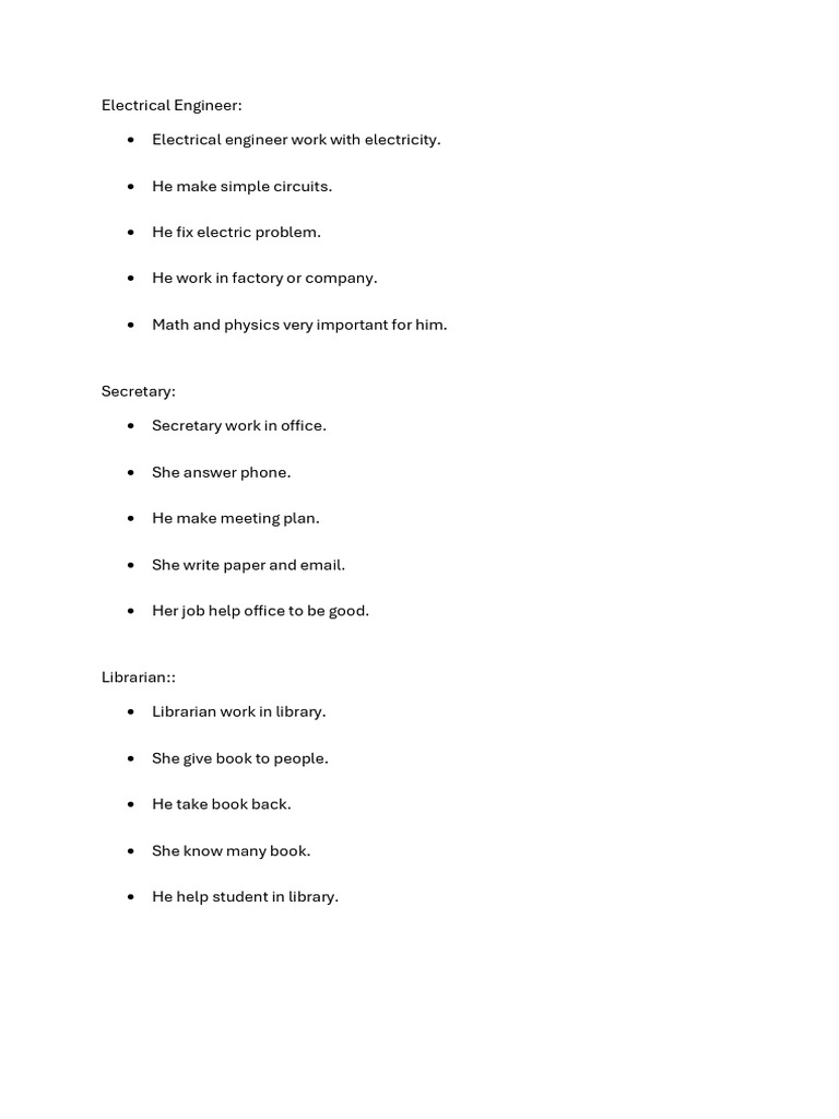 Careers: Electrical Engineer, Secretary, Librarian, Composer | PDF