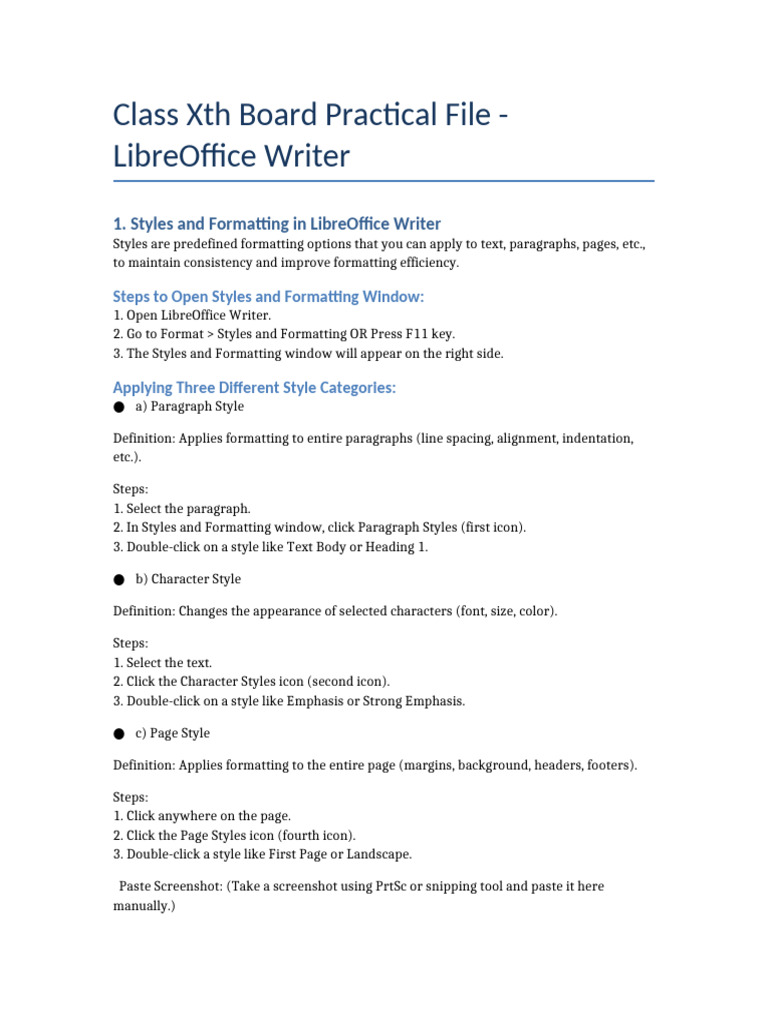 LibreOffice Writer Practical Guide | PDF | Table Of Contents | Paragraph