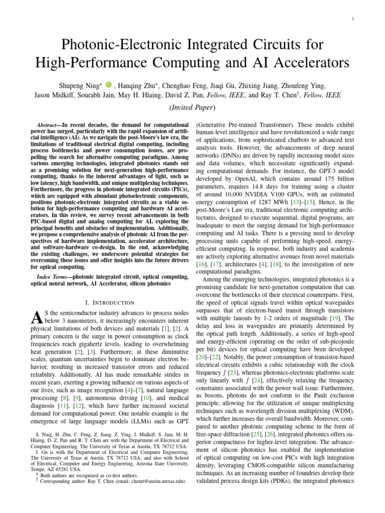 Photonic Circuits for AI Computing | PDF | Logic Gate | Photonics