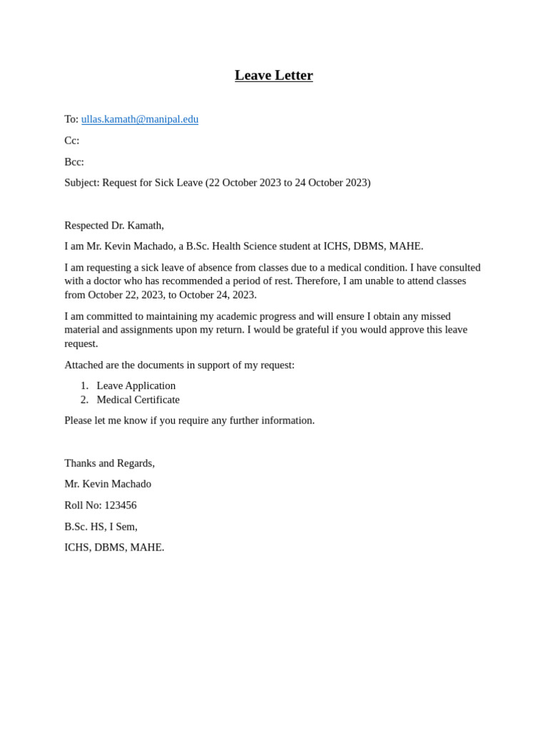 Leave Letter | PDF