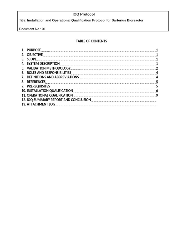 IOQ Protocol for Sartorius Bioreactor | PDF | Verification And Validation