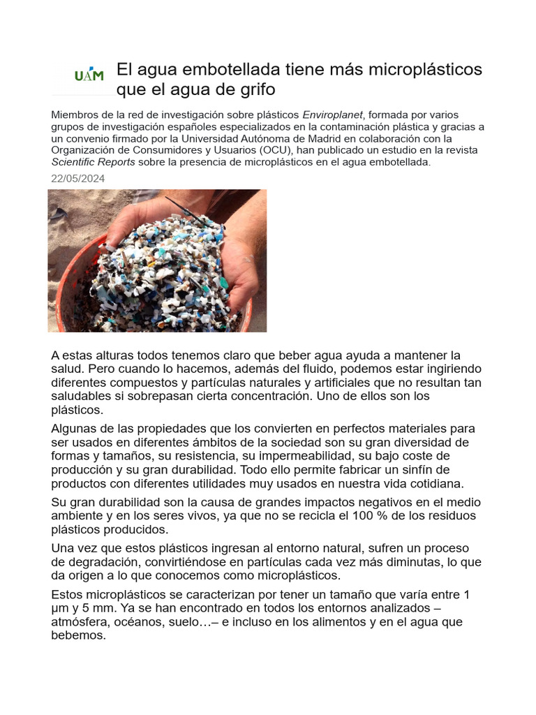 Microplastics | PDF | Agua | El plastico