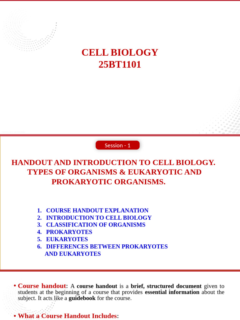Introduction to Cell Biology Concepts | PDF | Cell (Biology) | Eukaryotes