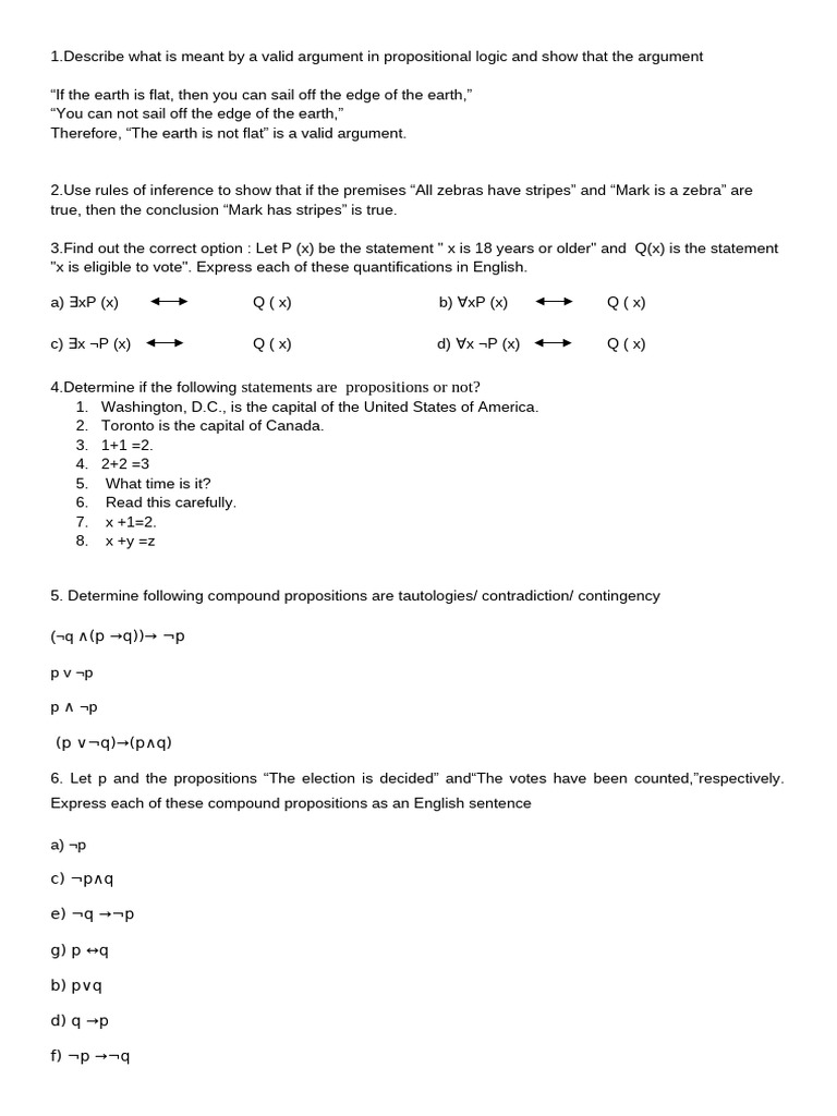 Propositional Logic and Set Theory Concepts | PDF | Logic | Argument