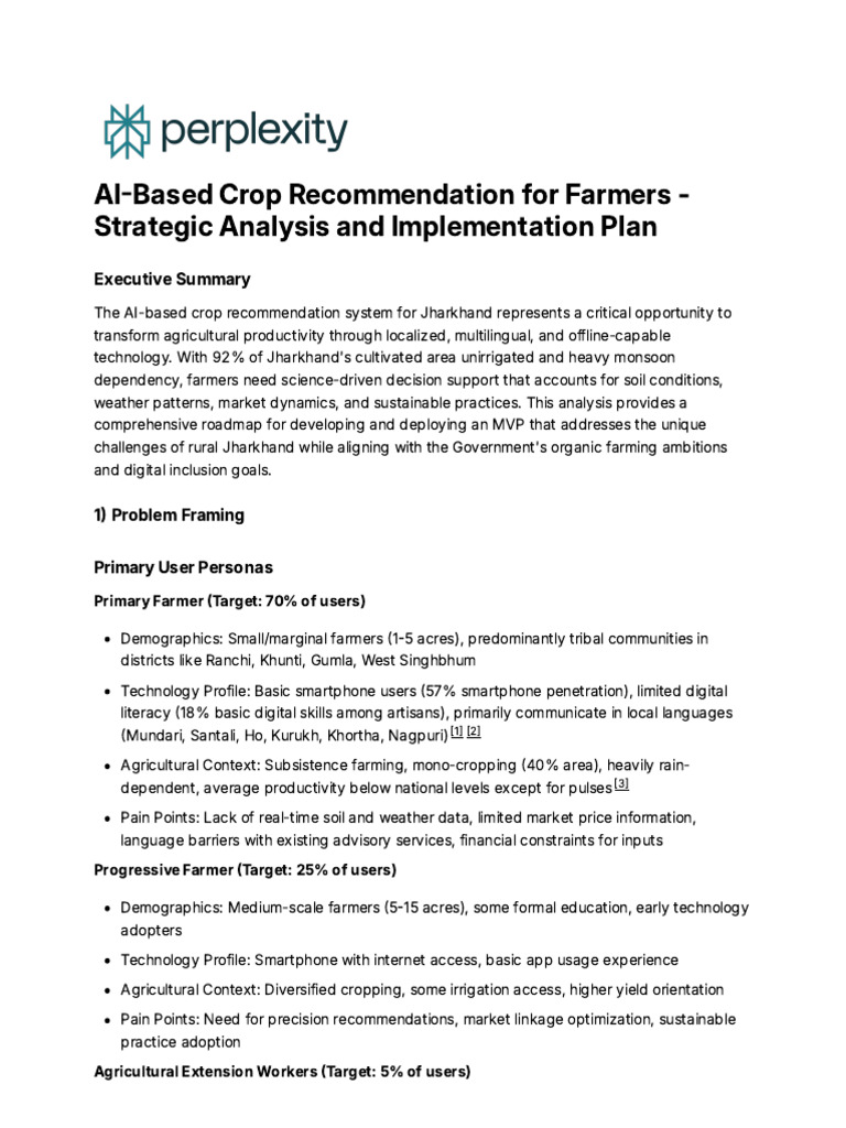 AI Crop Recommendation for Jharkhand Farmers | PDF | Agriculture ...