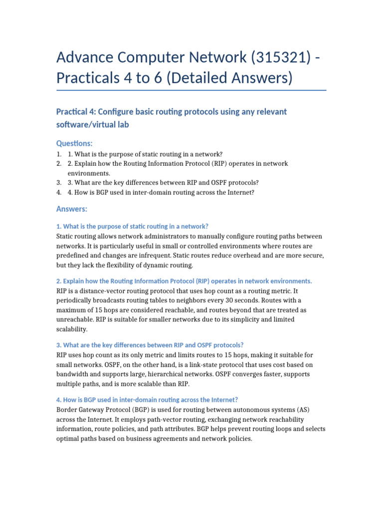 Advance Computer Network Practicals 4 To 6 | PDF | Transmission Control ...