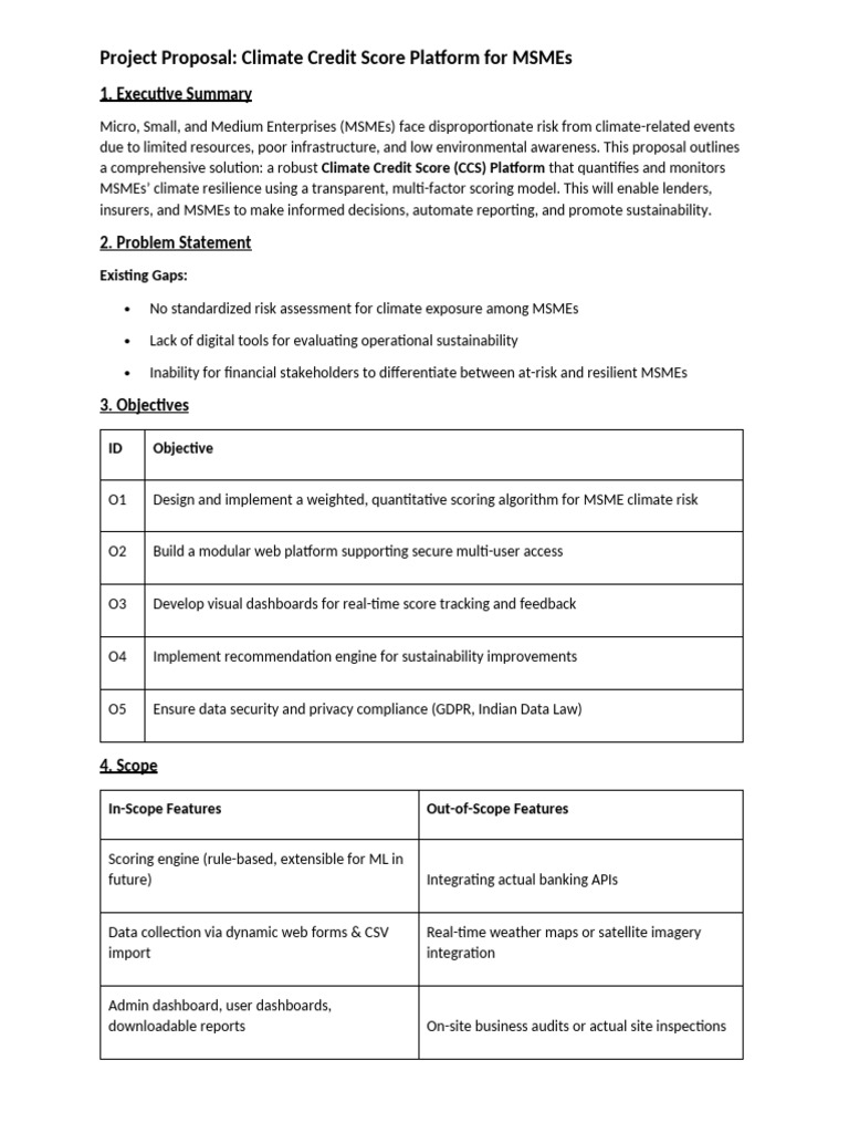 Climate Credit Score Project Proposal | PDF | Risk | Databases