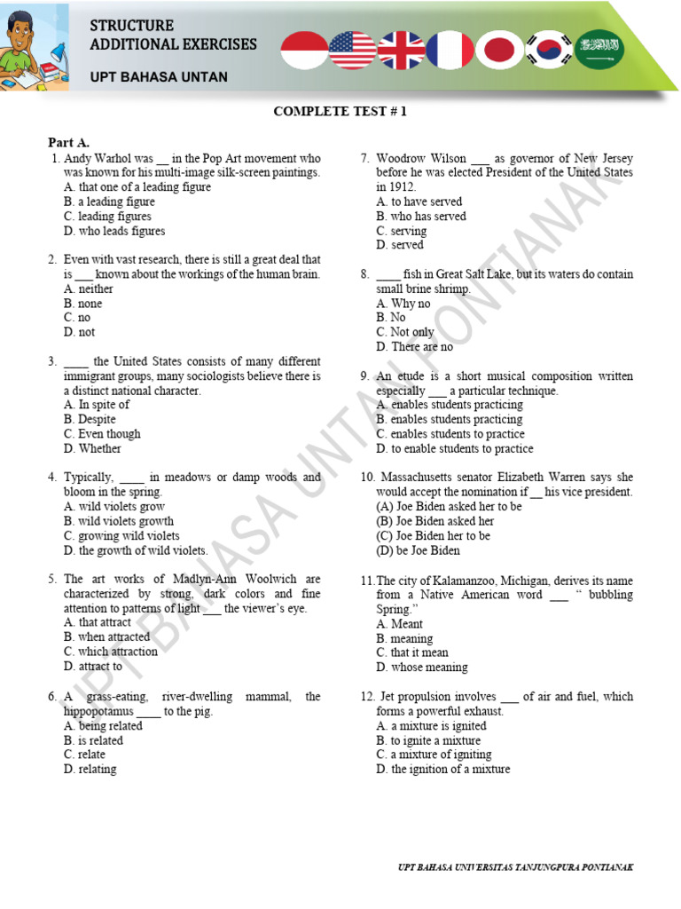 Complete English Test Exercises | PDF