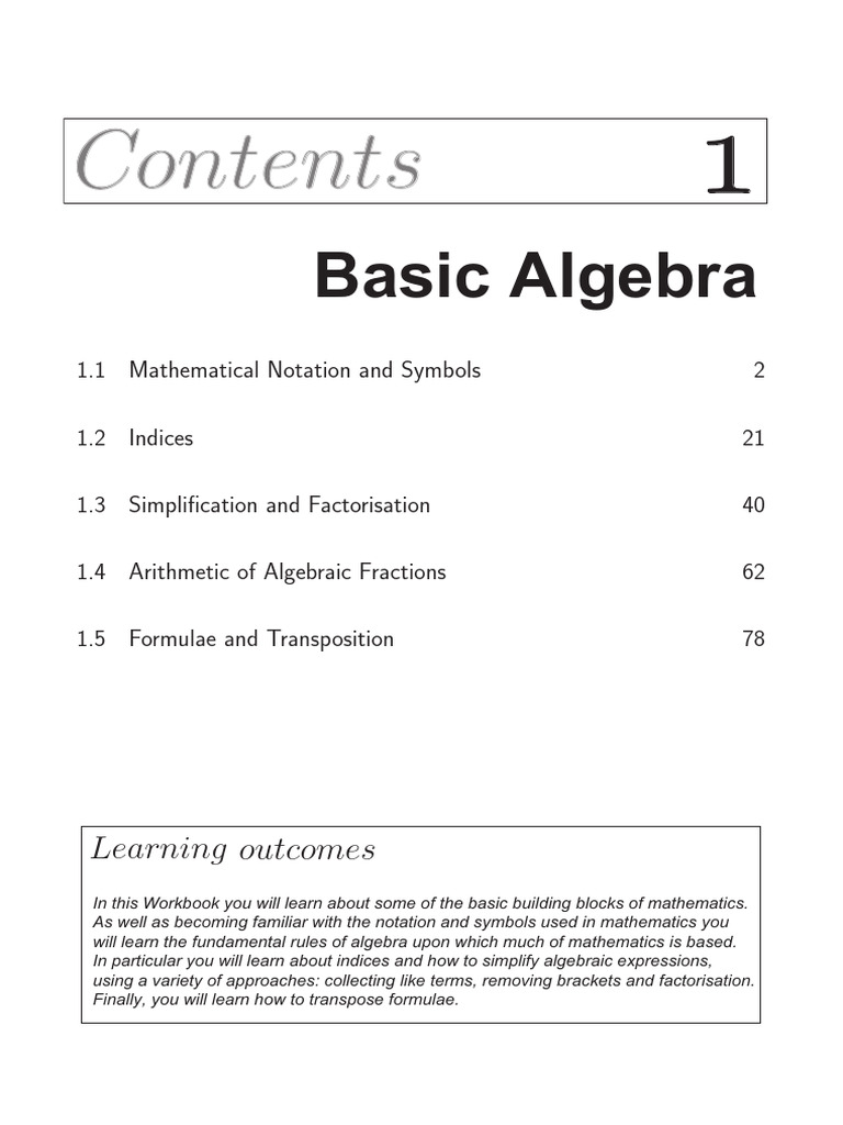 Basic Algebra: Notation & Operations | PDF | Numbers | Multiplication