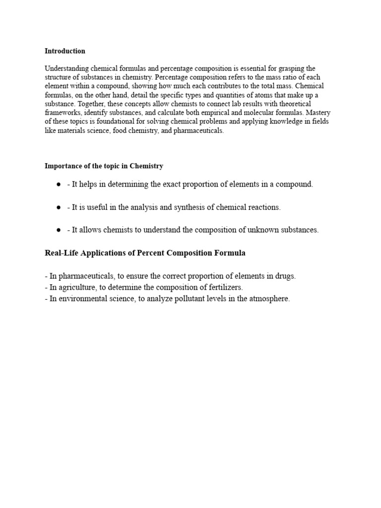 Percent Composition in Chemistry Explained | PDF | Chemical Substances ...