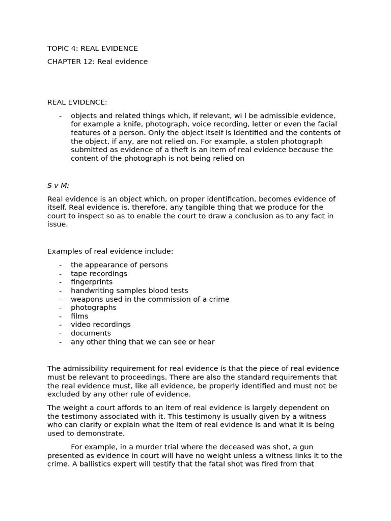 Understanding Real Evidence in Court | PDF | Evidence (Law) | Hearsay