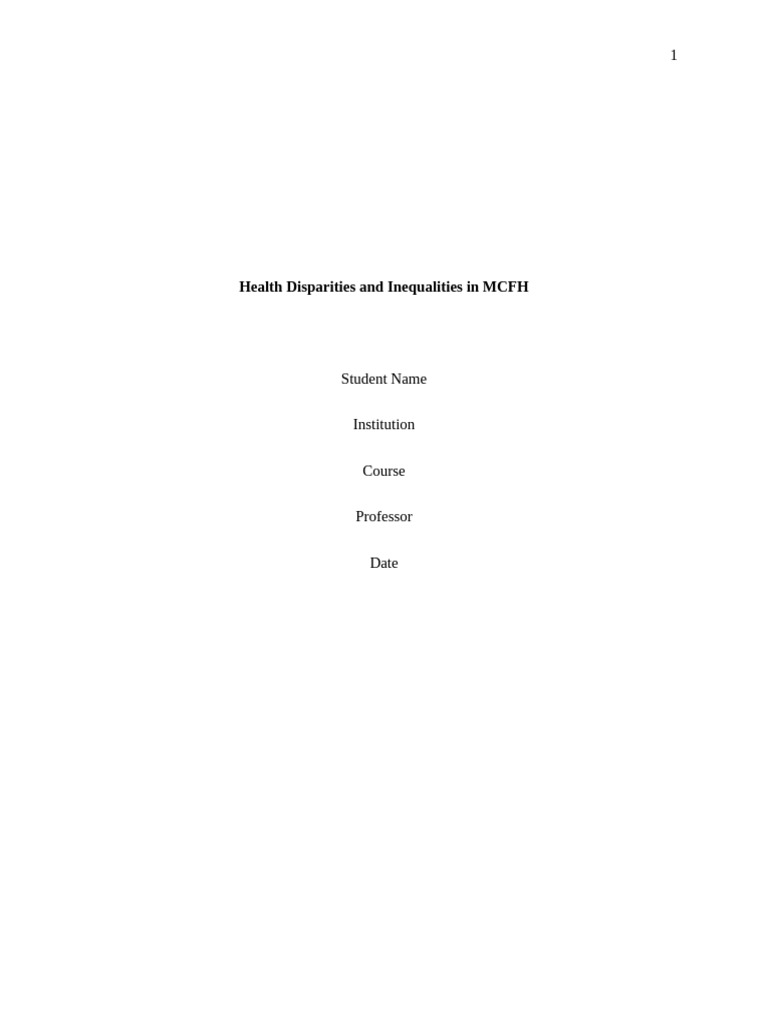 Health Disparities and Inequalities in MCFH | PDF | Health Equity ...