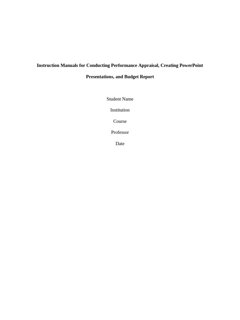 Instruction Manuals For Performance Appraisal | PDF | Performance ...