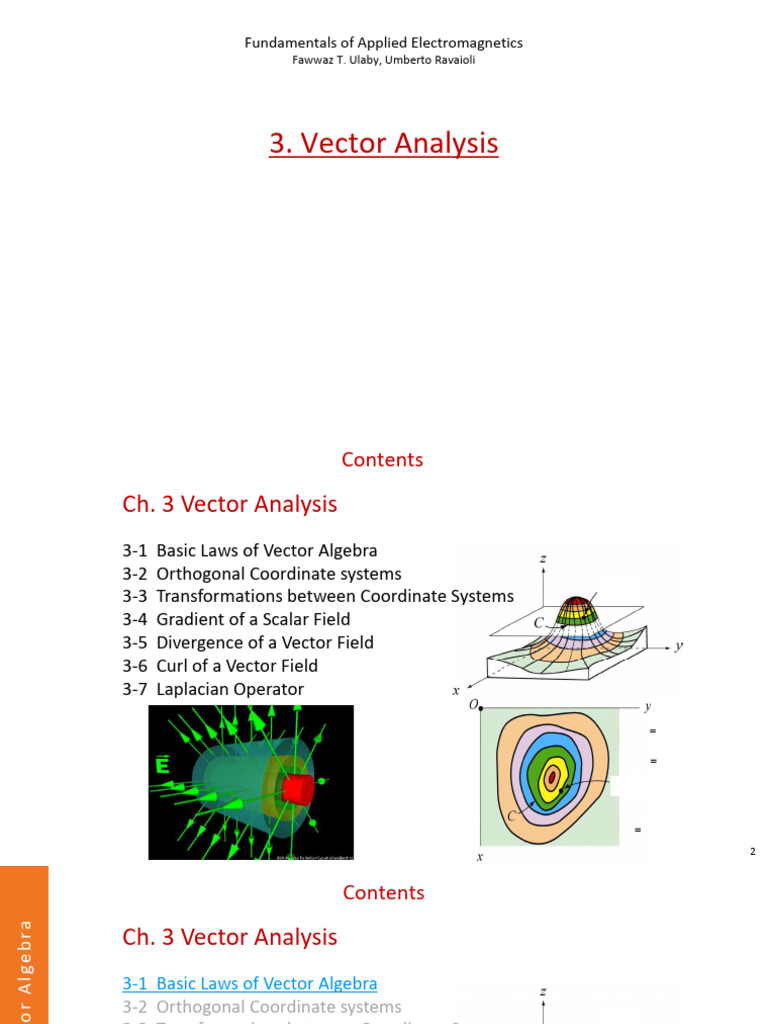 Vector Analysis in Electromagnetics | PDF | Flux | Gradient