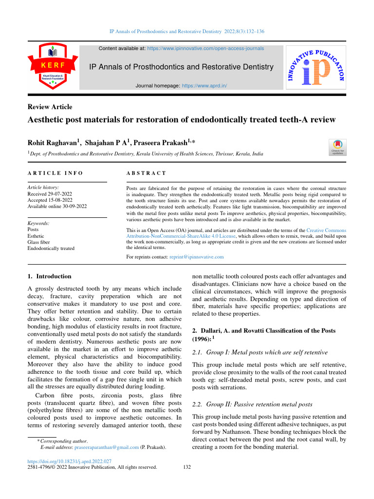 Aesthetic Post Materials for Restorations | PDF | Composite Material ...