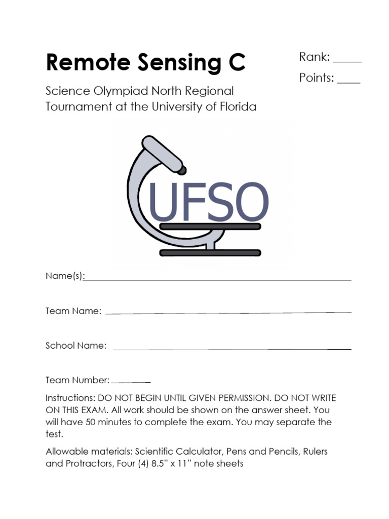 Remote Sensing Exam for Science Olympiad | PDF | Greenhouse Gas ...
