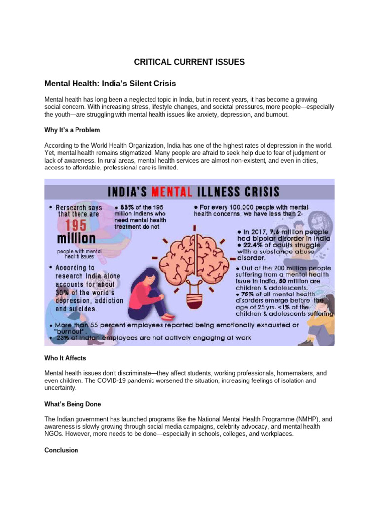 India's Mental Health Crisis Explained | PDF