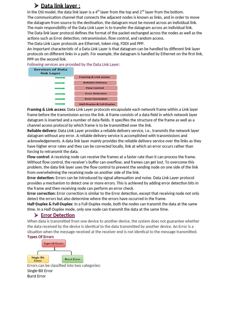 Data Link Layer and Error Detection Techniques | PDF | Routing ...