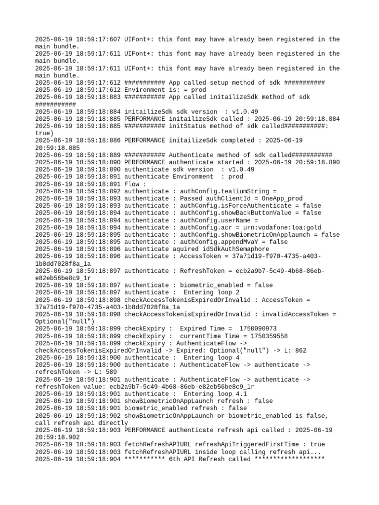 SDK Authentication and Refresh Log | PDF | Computer Data | Computing