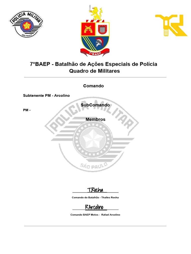 Quadro de Militares do 7°BAEP | PDF