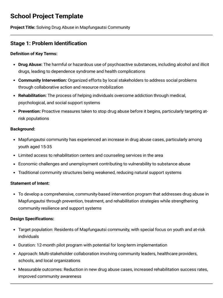 Solving Drug Abuse in Mapfungautsi Community - School Project | PDF ...