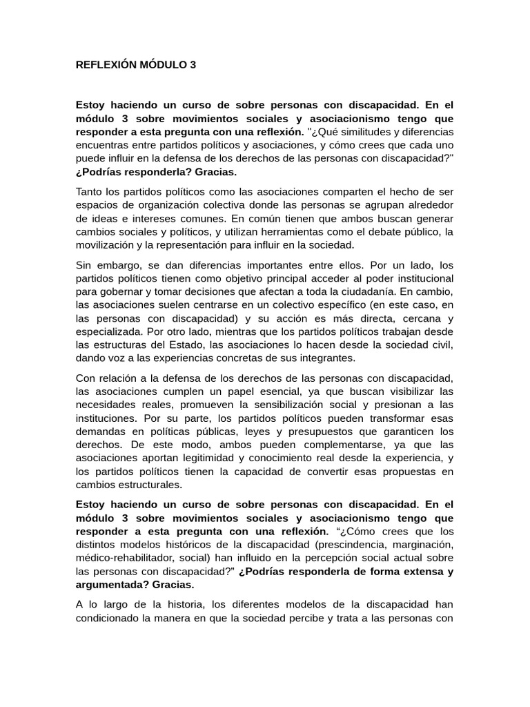 Reflexión Módulo 3 | PDF | Invalidez | Inteligencia artificial