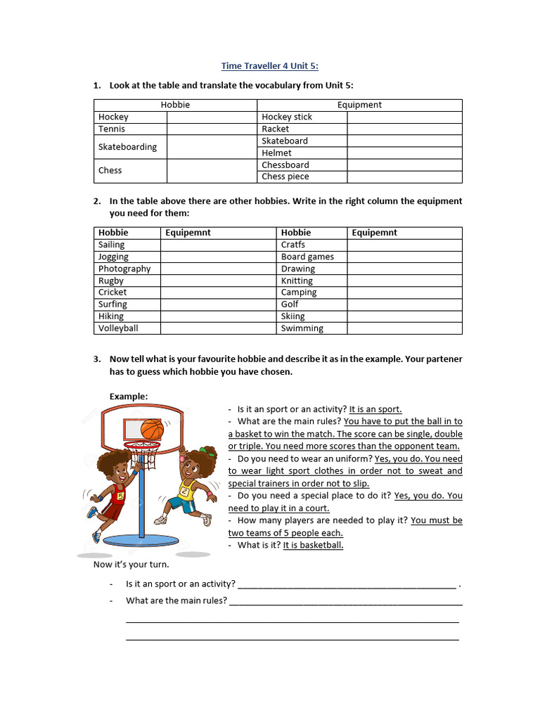 Unit 5 Hobbies and Equipment Vocabulary | PDF | Sports