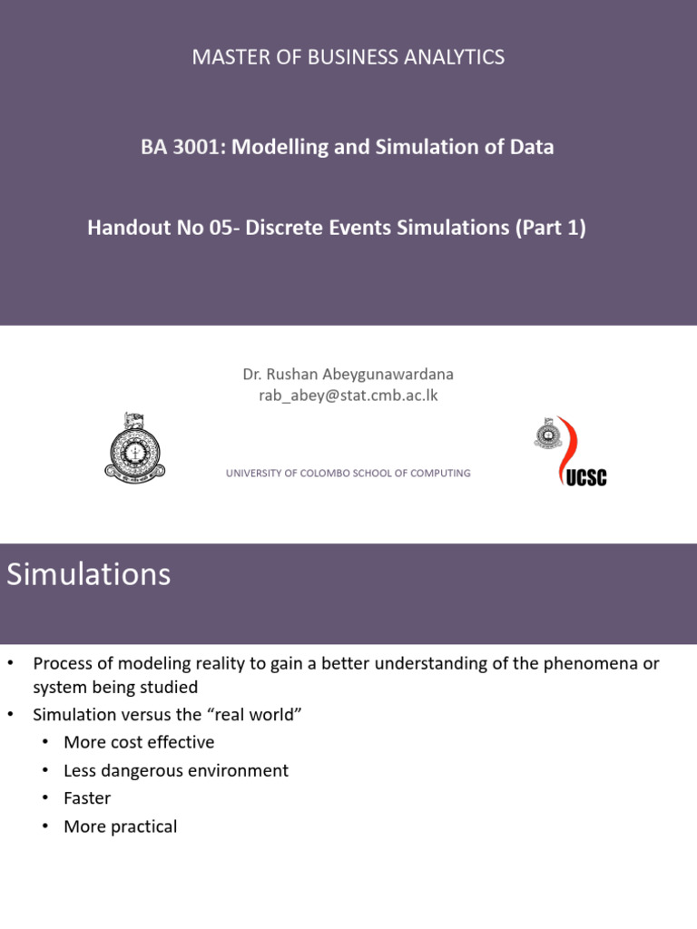Discrete Event Simulations Overview | PDF | Simulation | Probability ...