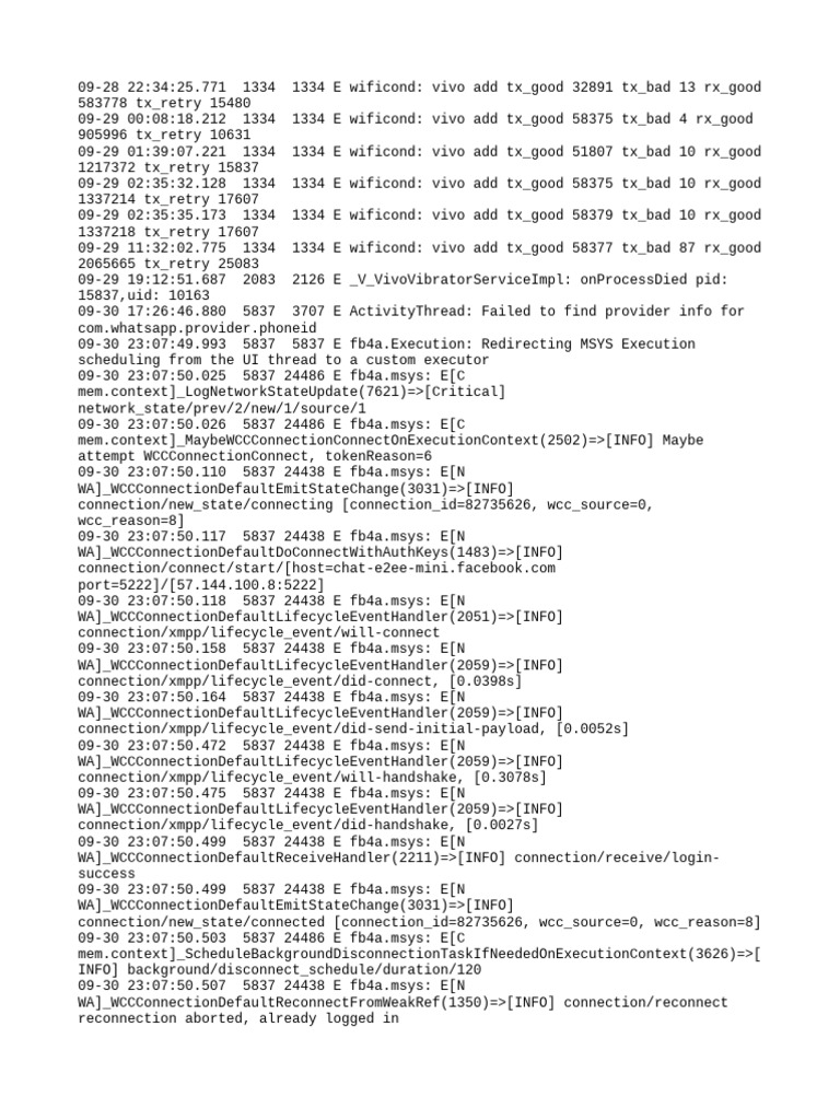 Vivo WiFi Connection Log Analysis | PDF | Software | Computer Programming