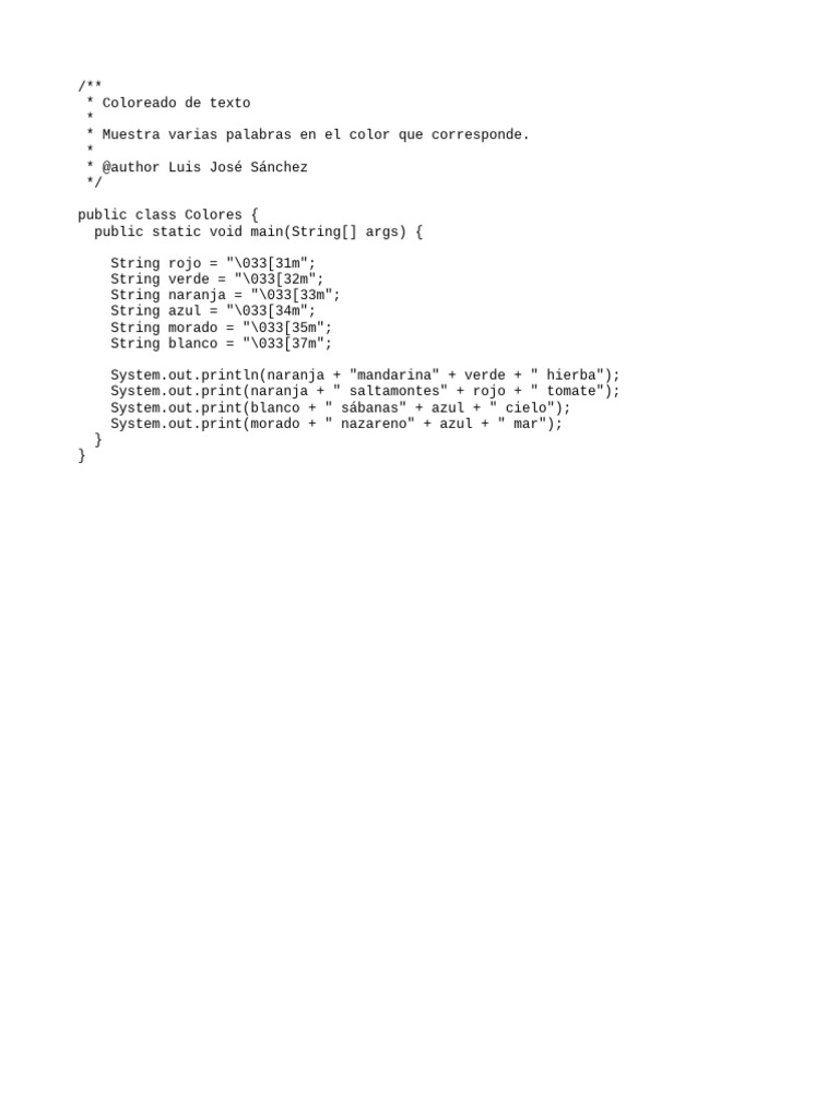 Coloreado de Texto en Java | PDF