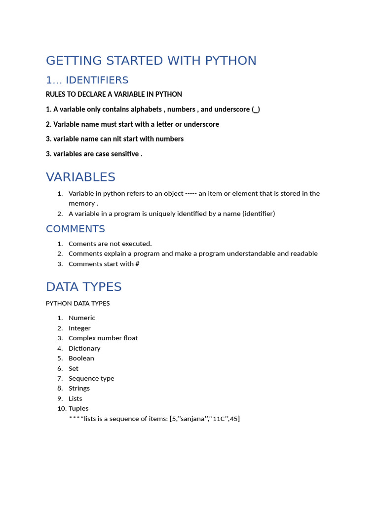 Getting Started With Python: 1 Identifiers | PDF