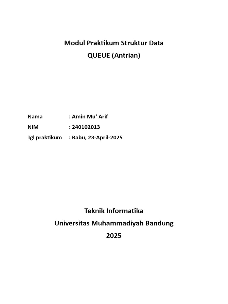 Praktikum Queue dalam C++: Struktur Data | PDF