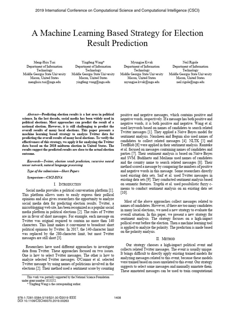 Machine Learning for Local Election Prediction | PDF | Cognitive ...