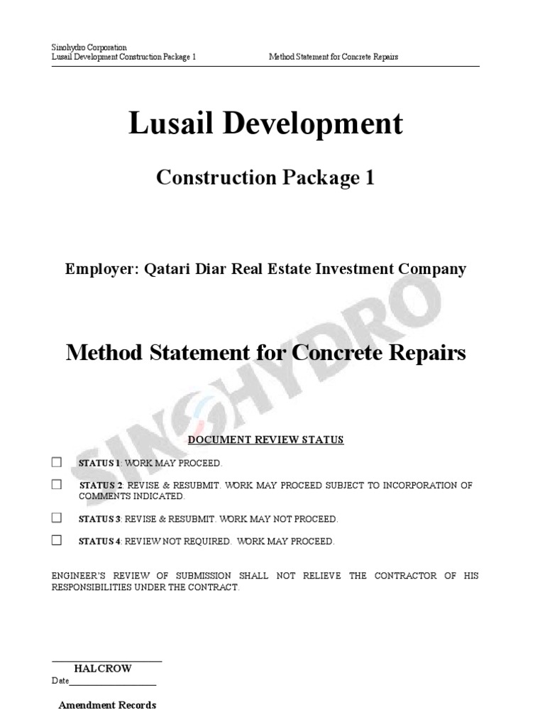 Concrete Repair Method Statement | PDF | Construction Management ...