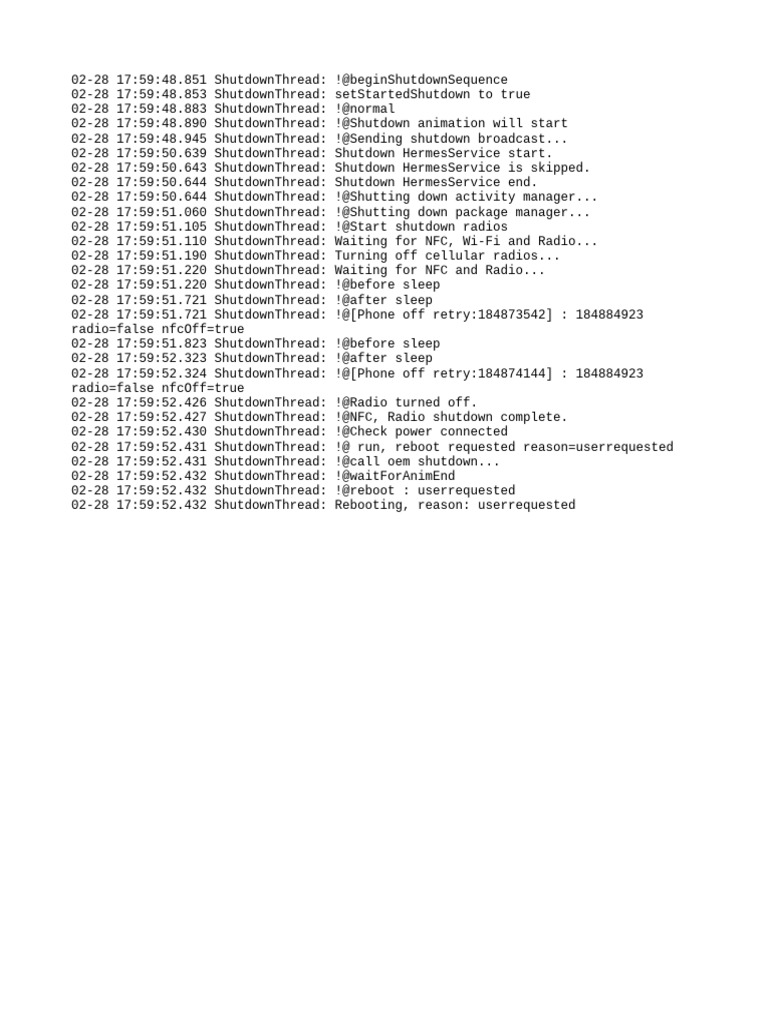 Shutdown Sequence Log Analysis | PDF