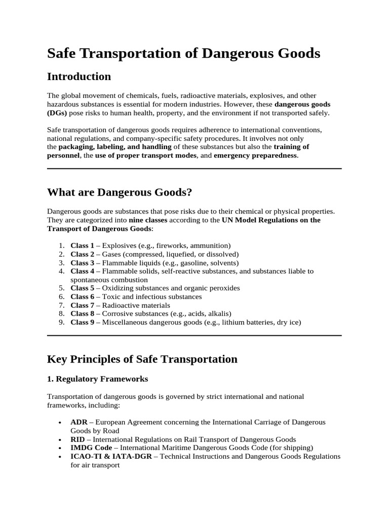Safe Transport of Hazardous Materials | PDF | Dangerous Goods | Safety