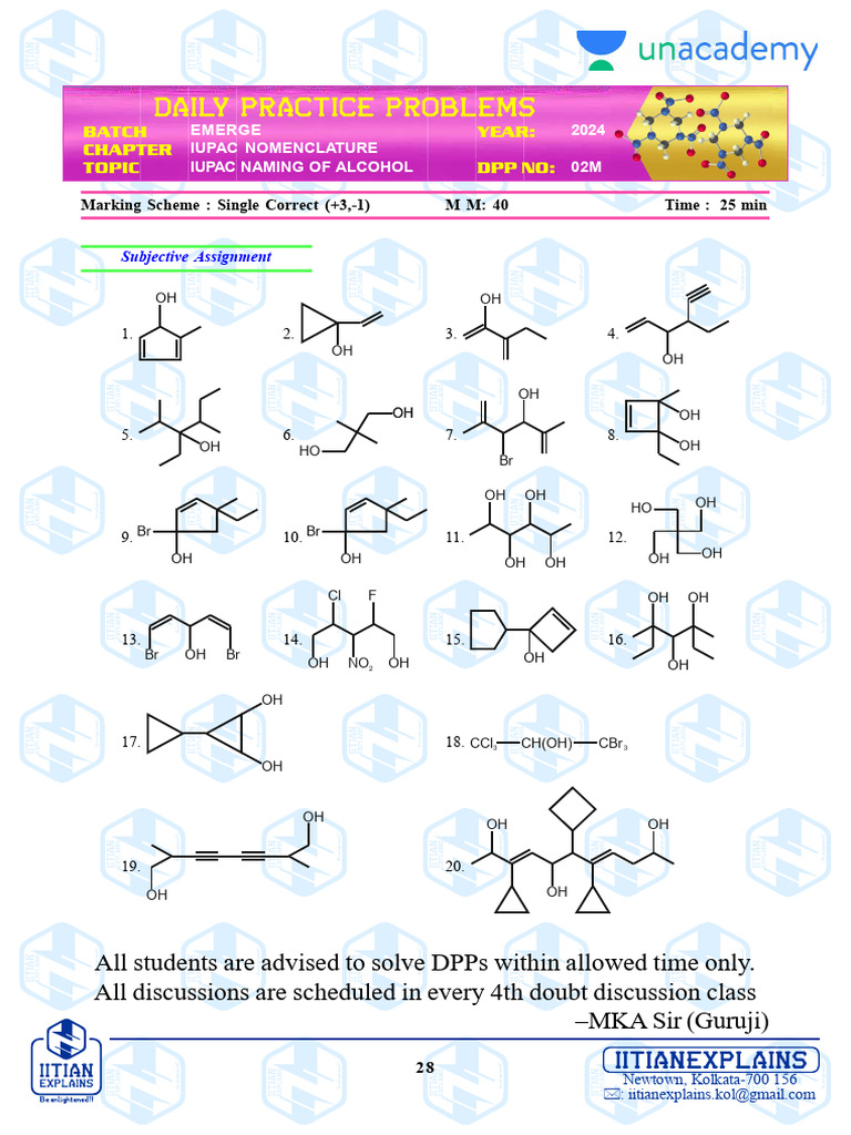 11 DPP 02m Iupac of Alcohol Subjective Emerge 1756773677428 | PDF ...