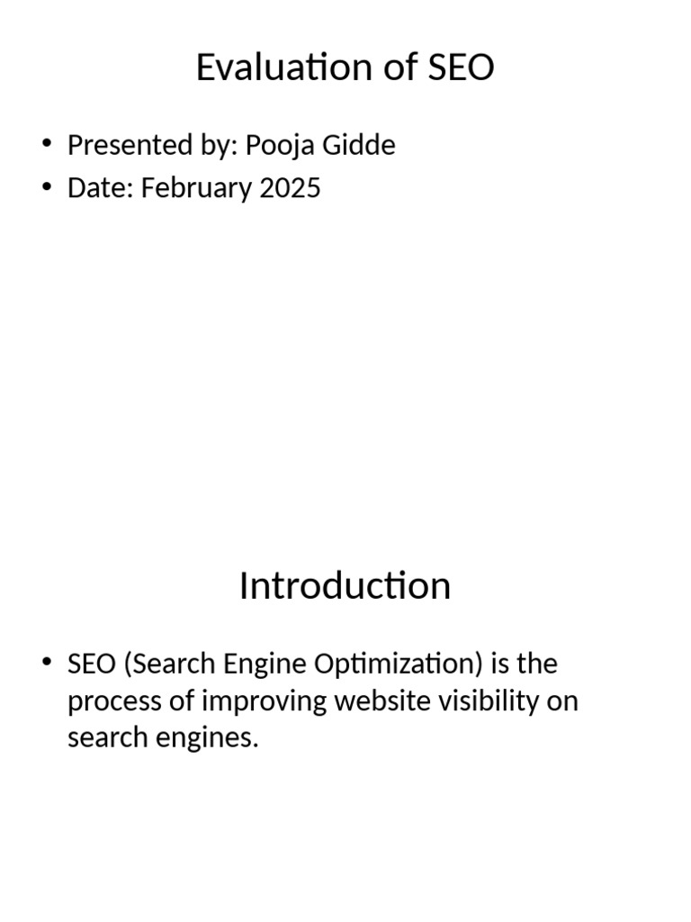 SEO Evaluation and Best Practices Guide | PDF